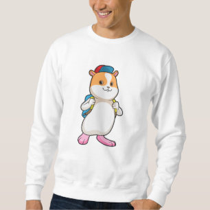 Hamster as Student with Backpack & Cap Sweatshirt