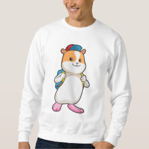 Hamster as Student with Backpack & Cap Sweatshirt