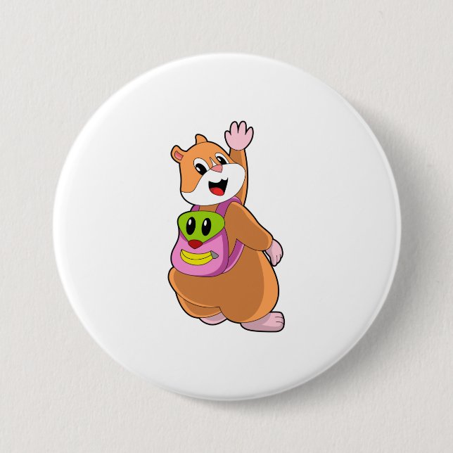 Hamster as Student with Backpack.PNG 7.5 Cm Round Badge (Front)