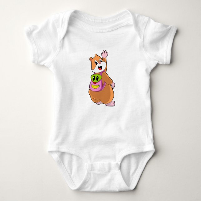 Hamster as Student with Backpack.PNG Baby Bodysuit (Front)