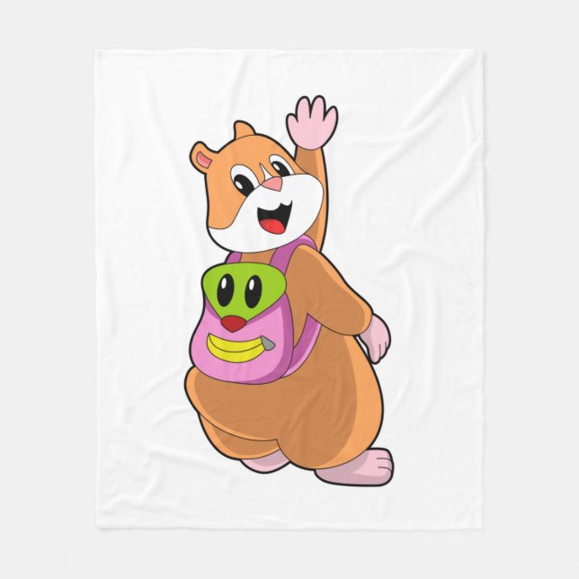 Hamster as Student with Backpack.PNG Fleece Blanket (Front)