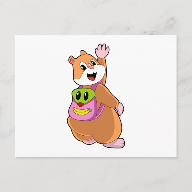 Hamster as Student with Backpack.PNG Postcard (Front)
