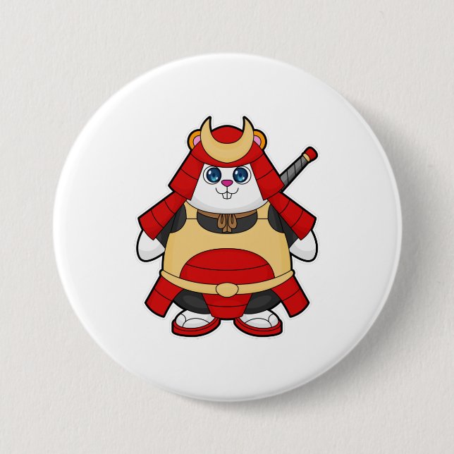 Hamster as Warrior with Armour 7.5 Cm Round Badge (Front)