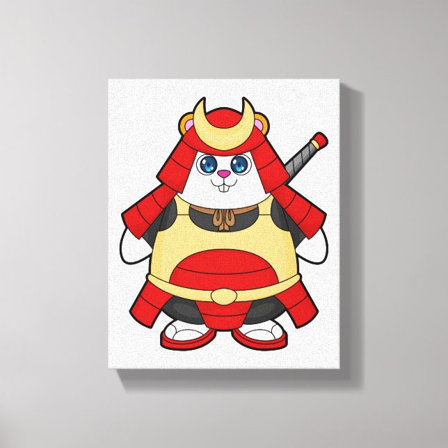Hamster as Warrior with Armour Canvas Print (Front)