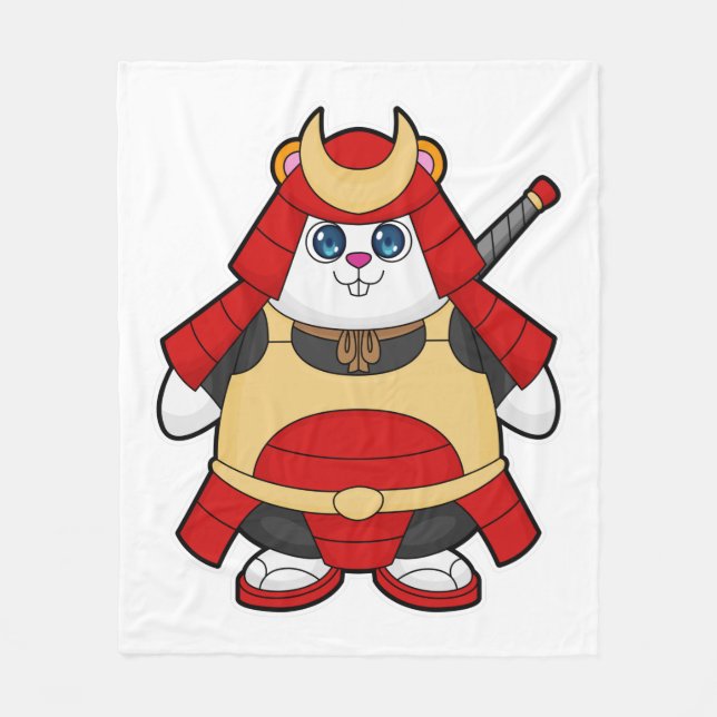 Hamster as Warrior with Armour Fleece Blanket (Front)