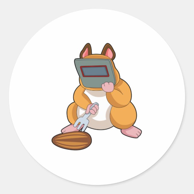 Hamster as Welder.PNG Classic Round Sticker (Front)