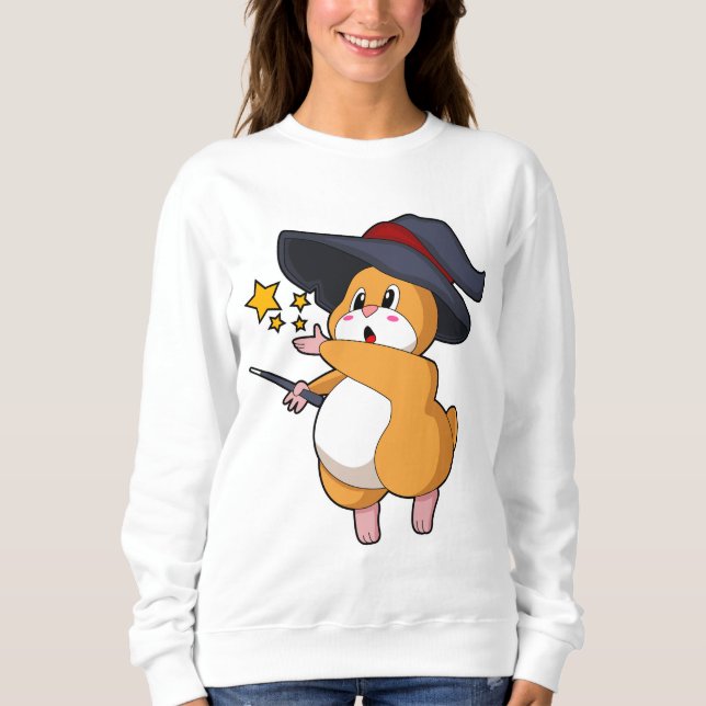 Hamster as Wizard with Magic wand Sweatshirt (Front)