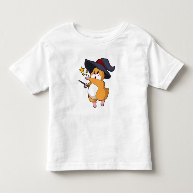 Hamster as Wizard with Magic wand Toddler T-Shirt (Front)