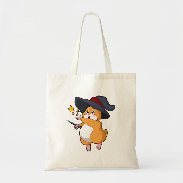 Hamster as Wizard with Magic wand Tote Bag (Front)