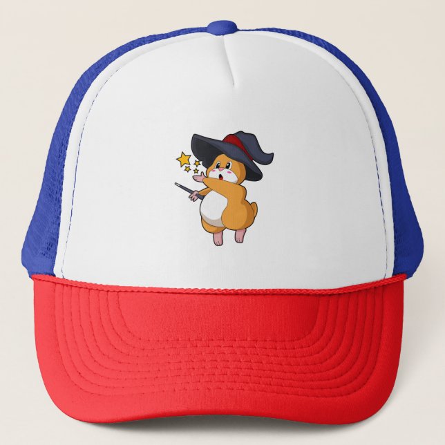 Hamster as Wizard with Magic wand Trucker Hat (Front)