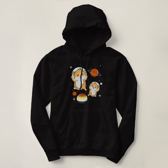 Hamster Astronaut Gay Bear Pride Hoodie (Design Front)