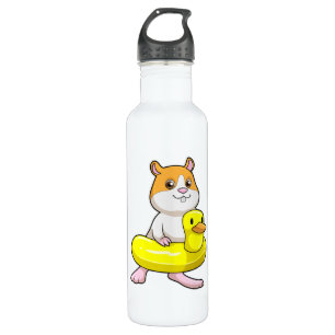 Hamster at Beach with Duck as Swim ring 710 Ml Water Bottle