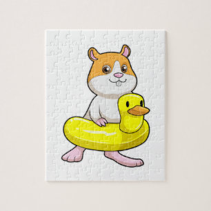 Hamster at Beach with Duck as Swim ring Jigsaw Puzzle