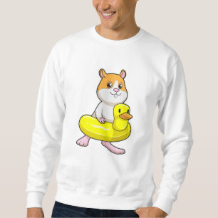 Hamster at Beach with Duck as Swim ring Sweatshirt