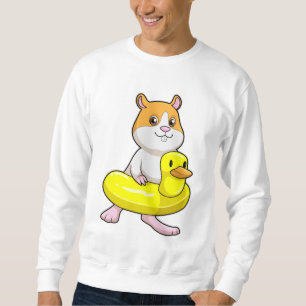 Hamster at Beach with Duck as Swim ring Sweatshirt