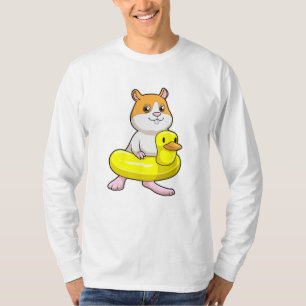 Hamster at Beach with Duck as Swim ring T-Shirt