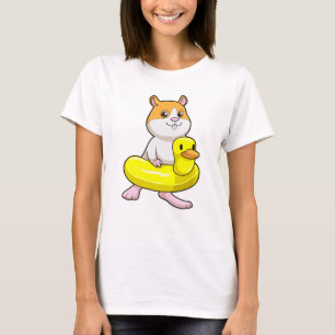 Hamster at Beach with Duck as Swim ring T-Shirt