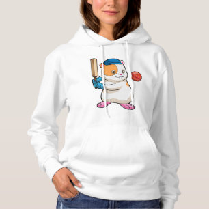 Hamster at Cricket with Cricket bat & Cap Hoodie