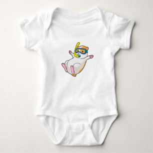 Hamster at Diving with Swimming goggles Baby Bodysuit