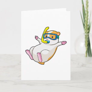 Hamster at Diving with Swimming goggles Card