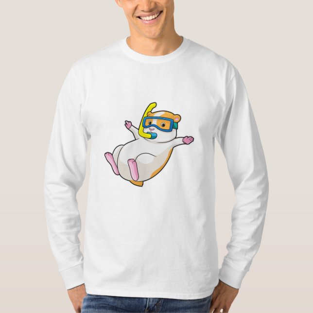 Hamster at Diving with Swimming goggles T-Shirt (Front)
