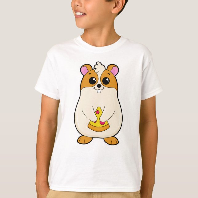 Hamster at Eating of Pizza T-Shirt (Front)