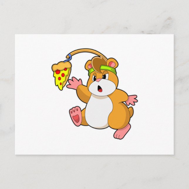 Hamster at Eating with Pizza Postcard (Front)