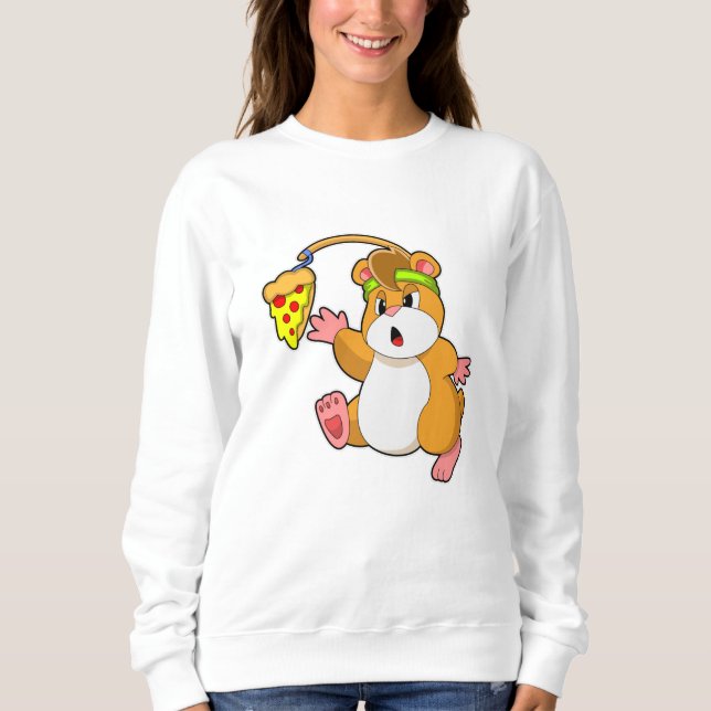 Hamster at Eating with Pizza Sweatshirt (Front)