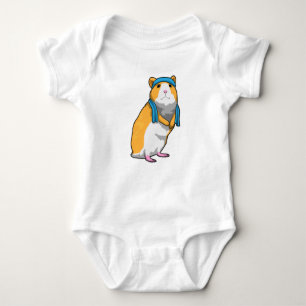 Hamster at Fitness with Towel Baby Bodysuit
