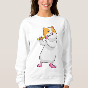 Hamster at Music with Flute Sweatshirt