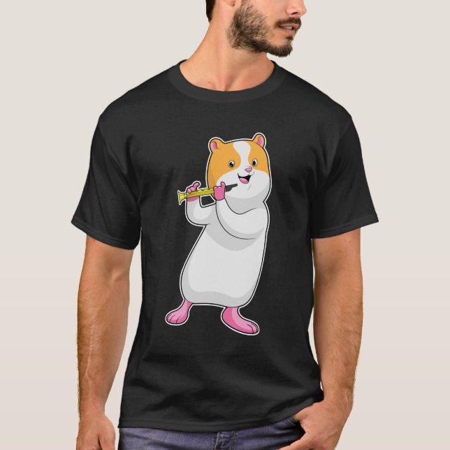 Hamster at Music with Flute T-Shirt (Front)