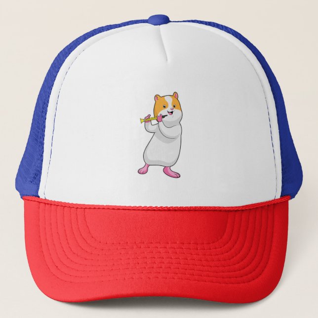 Hamster at Music with Flute Trucker Hat (Front)