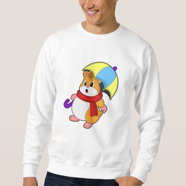 Hamster at Rain with Umbrella Sweatshirt (Front)
