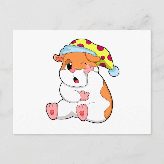 Hamster at Sleeping with Sleepyhead Postcard (Front)