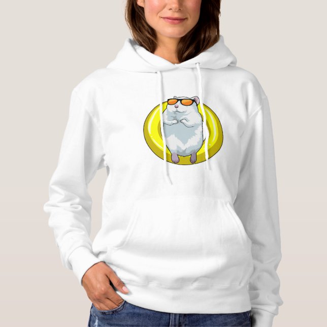 Hamster at Swimming with Swim ring Hoodie (Front)