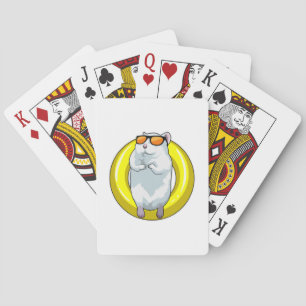 Hamster at Swimming with Swim ring Playing Cards