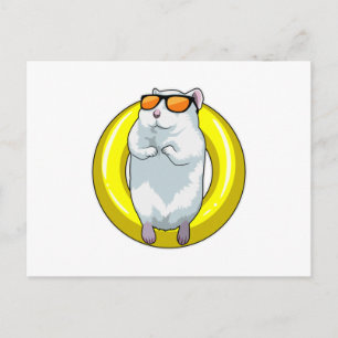 Hamster at Swimming with Swim ring Postcard