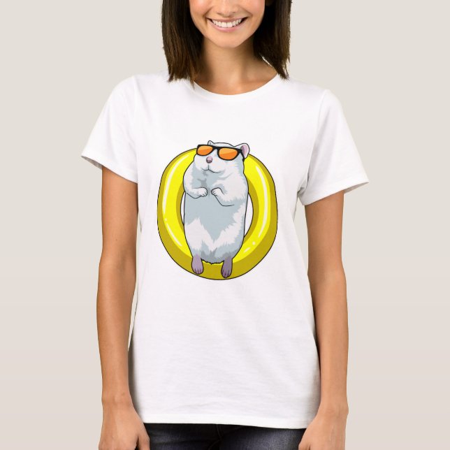 Hamster at Swimming with Swim ring T-Shirt (Front)