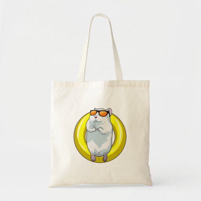 Hamster at Swimming with Swim ring Tote Bag (Front)