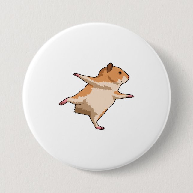 Hamster at Yoga Stretching Legs 7.5 Cm Round Badge (Front)