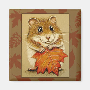 Hamster & Autumn Leaf - Magnet