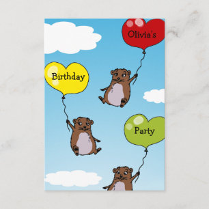 Hamster balloons, birthday party personalised invitation