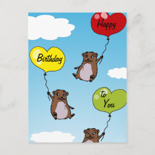 Hamster balloons, Happy Birthday to You Postcard