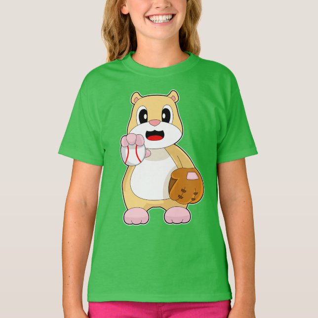 Hamster Baseball Baseball glove T-Shirt (Front)