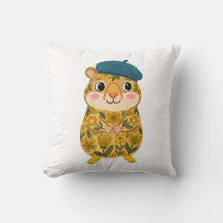 Hamster Beret Throw Pillow