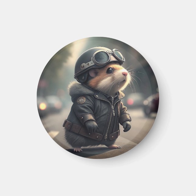 Hamster Biker Magnet (Front)