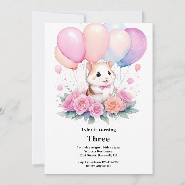 Hamster Birthday Invitation (Front)