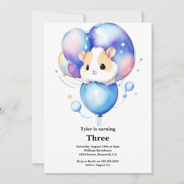 Hamster Birthday Invitation (Front)