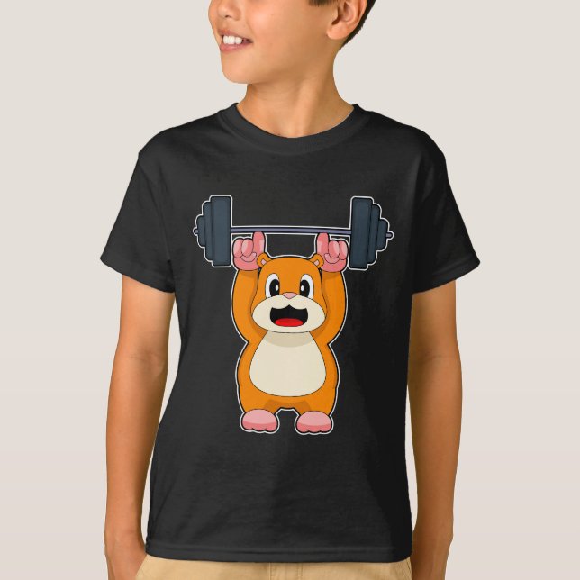 Hamster Bodybuilder Dumbbell Bodybuilding T-Shirt (Front)