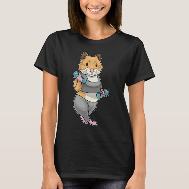 Hamster Bodybuilder Dumbbell Fitness T-Shirt (Front)